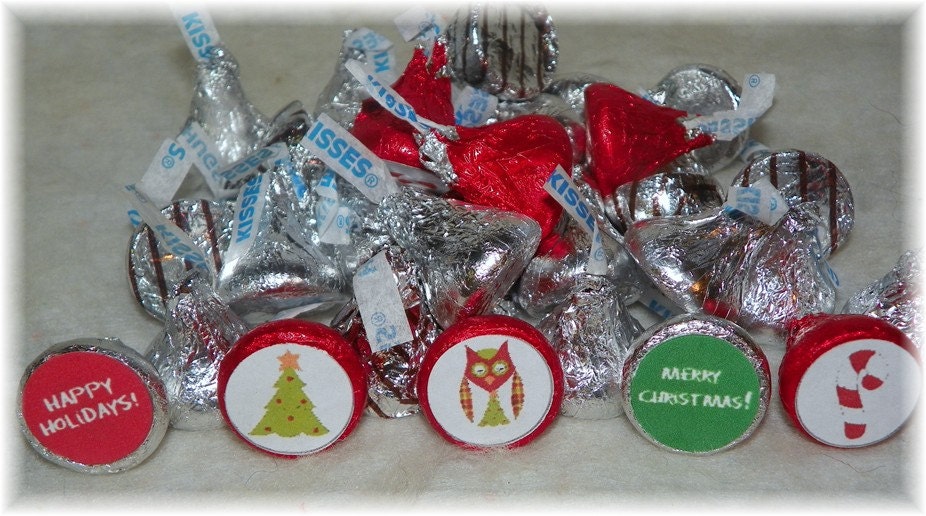 Printable Hershey Kiss Christmas Owls labels INSTANT DOWNLOAD