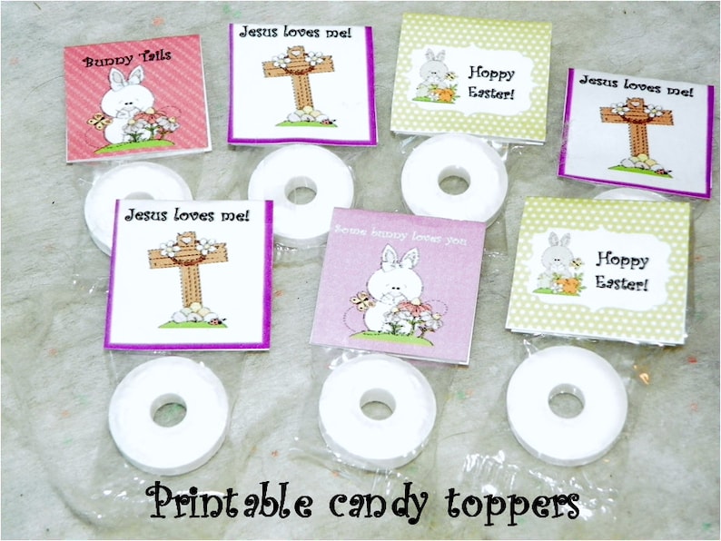 Printable Church Sunday School Religious Mini Lifesaver or Mint Easter Favor Toppers DIY image 2