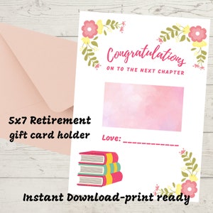 Titular de la tarjeta de regalo de jubilación 5x7 DIY imprimible