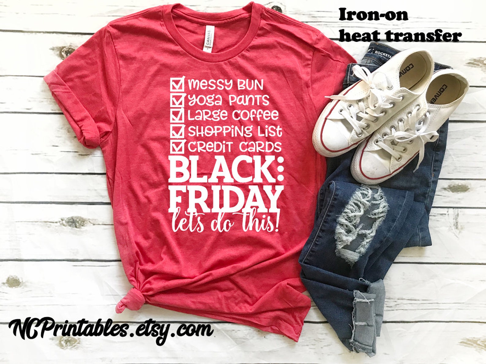 Black Friday Shopping Fabric Heat Transfer Iron on Decal Only Etsy
