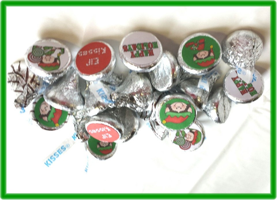 Printable Christmas Elf Hershey Kiss Rolo Candy Labels INSTANT DOWNLOAD