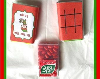 Printable Christmas Elf Tic tac Toe TO GO labels/game  (DIY)