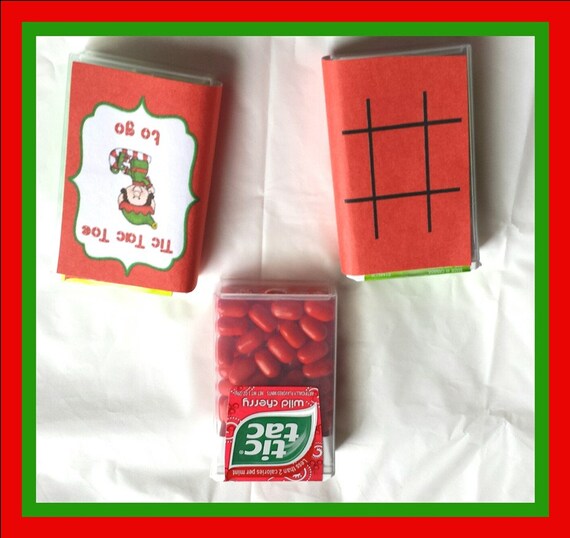 Printable Christmas Elf Tic tac Toe TO GO labels/game  DIY