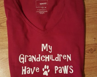 Dog My Grandchildren Have Paws Fabric Heat Transfer Iron On Decal  Only