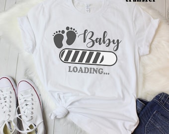 Pregnancy Baby Loading  Fabric Heat Transfer Iron On Decal  Only Gift