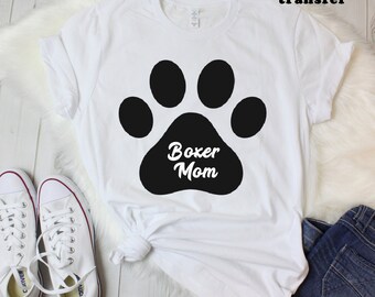 Custom Boxer Mom (or any breed) Dog Fabric Heat Transfer Iron On Decal  Only