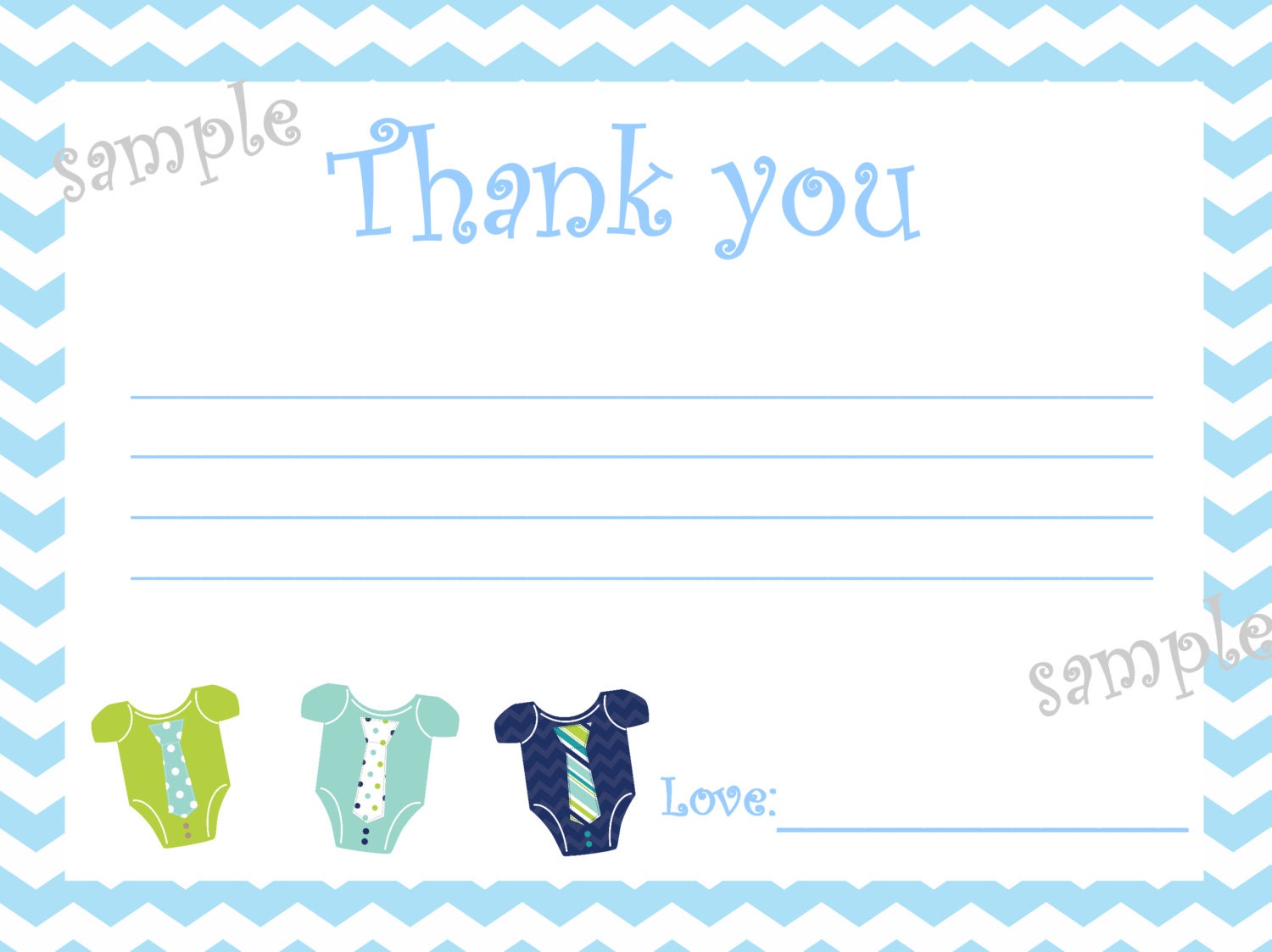 Printable Baby Boy Thank You Cards 4 X 6 DIY - Etsy