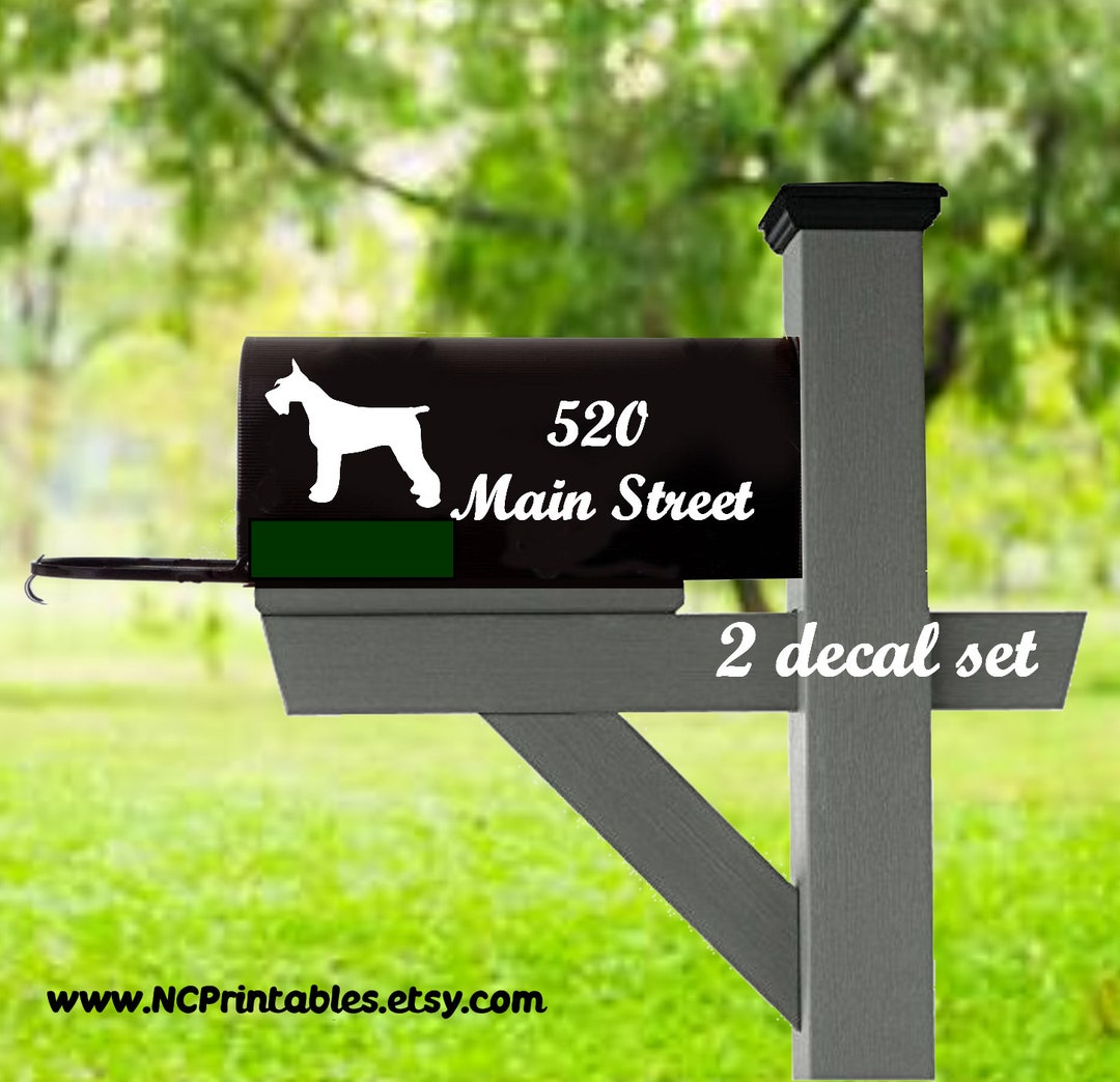 Schnauzer Dog Mail Box With House Numbers Vinyl Decal (2 Side Set)diy