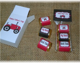 Father's Day Red Tractor Printable Hershey Nugget Wrappers, Bag toppers,Box Favor