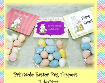 Easter Bunny 3 designs  Printable Bag topper,party,favor (DIY)