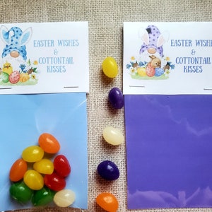 Afdrukbare Easter Gnome Bag Toppers en kaartruggen 2 kleuren DIY Favor Gifts