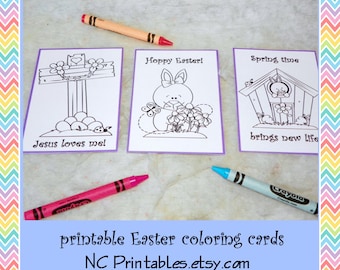 Easter Sunday School Church Religious Kids Printable Color Cards (DIY)