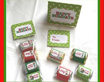 Christmas Elf Printable Hershey Nugget Wrappers and 2 SizeBag toppers (DIY) Instant Download