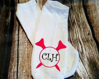 Golf lovers Tee Golf Ball Monogram  No-Show Cotton socks Gift