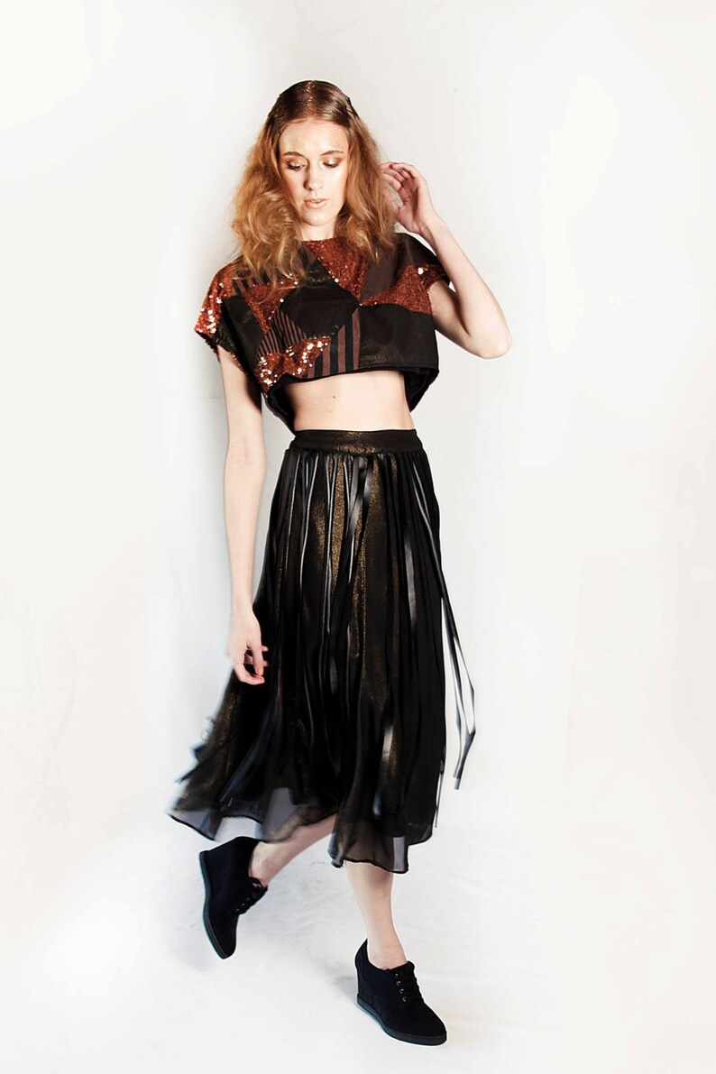 Gold Dust Woman Midi Fringe Skirt Etsy