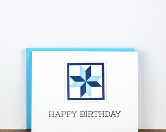 Happy Birthday. Quilt Letterpress Greeting Card