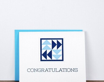Congratulations. Quilt Letterpress Greeting Card