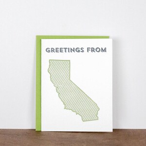 Salutations de la Californie. Carte de vœux Letterpress