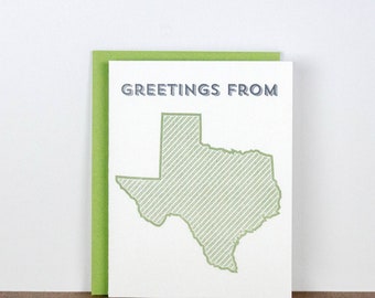 Greetings from Texas. Letterpress Greeting Card