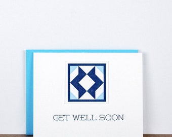 Get Well Soon. Quilt Letterpress Greeting Card