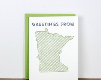 Greetings from Minnesota. Letterpress Greeting Card