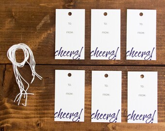 Cheers Letterpress Gift Tag - Set of 6