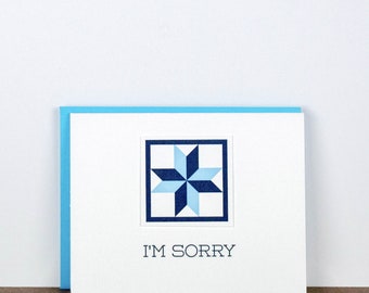 I'm Sorry. Quilt Letterpress Greeting Card