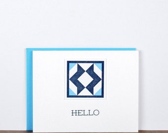 Hello. Quilt Letterpress Greeting Card