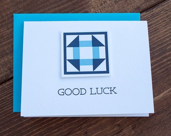 Good Luck. Quilt Letterpress Greeting Card