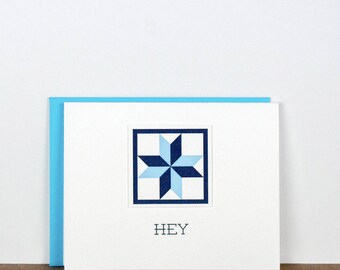 Hey. Quilt Letterpress Greeting Card