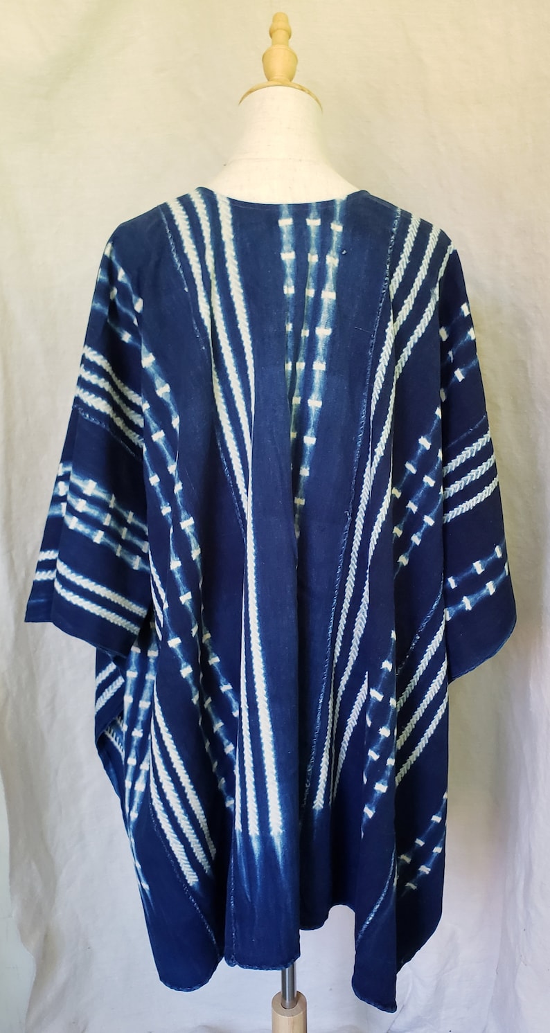 Tunic Indigo Textile Poncho Gift for Her P1938 One Size Fits All