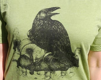 Raven and Mushrooms T Shirt