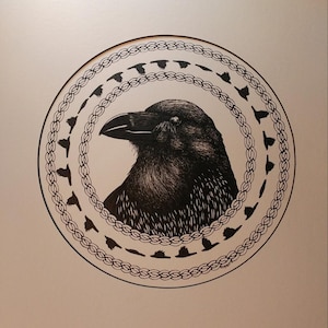 Raven Flight Print: Celtic Knotwork, Pen & Ink Style