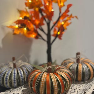 Handmade mason jar lid pumpkin fall decor canning ring pumpkin fall craft thanksgiving ribbon pumpkins diy pumpkin mason jar band decoration