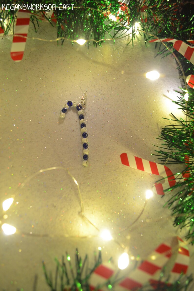 Hand beaded candy cane pendants