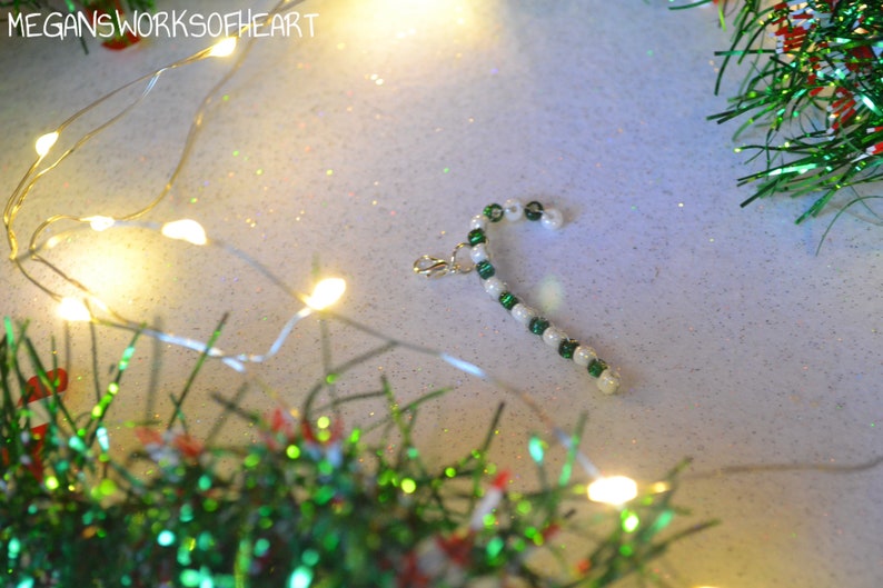 Hand beaded candy cane pendants