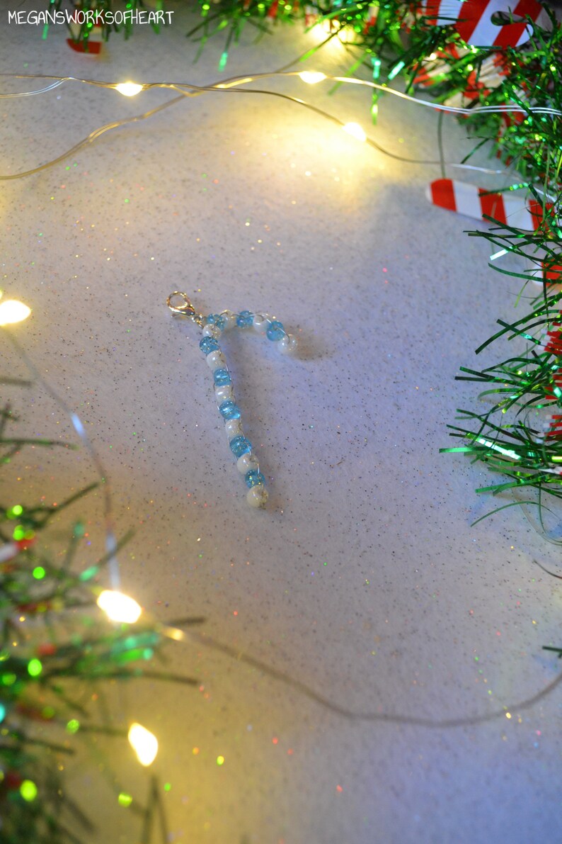 Hand beaded candy cane pendants