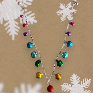 Jingle bell necklace Christmas bell necklaces festive jingle bell jewelry holiday pendant jingle bell charm Mardi Gras necklace for women