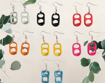 Handmade recycled pop tab earrings soda pull tab jewelry eco friendly fashion recycled earrings soda pop tab jewelry recycled soda tab