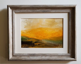 Paysage abstrait de peinture à l’huile, paysage abstrait original, PAYSAGE 91, vibrant, coloré, atmosphérique, art moderne, 5x7 pouces