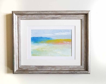 Abstract landscape painting, original art- oil painting- SOFTLY 5-  expressive modern 6x4 inches, gift idea, seascape