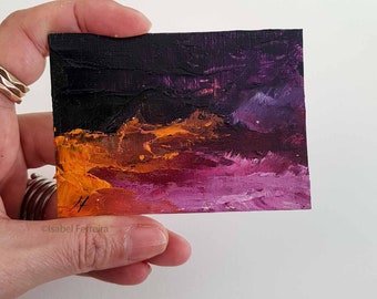 Original oil miniature painting- ACEO art-STRONG - ATC original painting- gift idea- affordable art- small art-landscape art