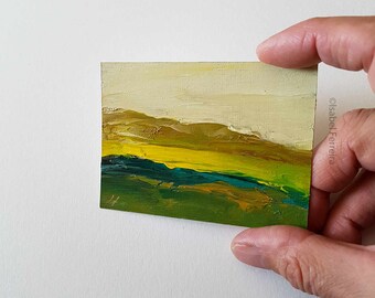 Peinture miniature à l'huile originale- ACEO art- Paysage 120- Peinture originale ATC- idée cadeau- art abordable- petit art-