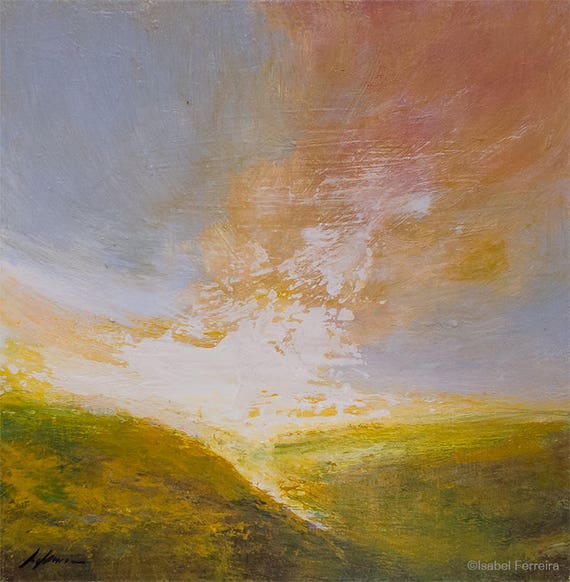 Original Abstract Landscape Painting Sunrise Over The Etsy