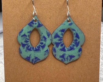 Blue skies enameled earrings