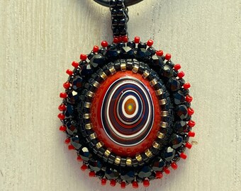 Fordite bullseye necklace