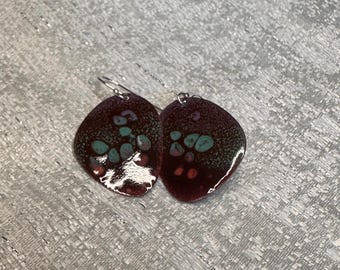 spotted enameled earrings