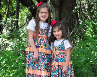 Girls Bright n' Cheery Ruffled Tiered Twirl Jumper- {Sizes 3-6mos, 12-18mos, 2T, 3T, 4T, 5, 6, 7, 8, 10, and 12 Girls}