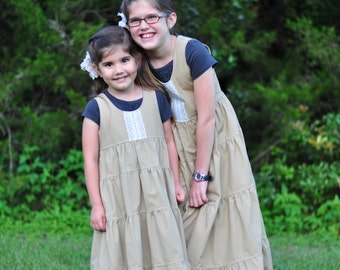 PRICE REDUCED! Girls Khaki Bottom weight Tiered Jumper - (Sizes 3-6mos, 6-12mos, 12mos, 2T, 3T, 4T, 5, 6, 7, 8, 10, and 12)