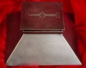 c1912 Style Antique Mission Arts Crafts Desk Inkwell Heintz Sterling on Bronze